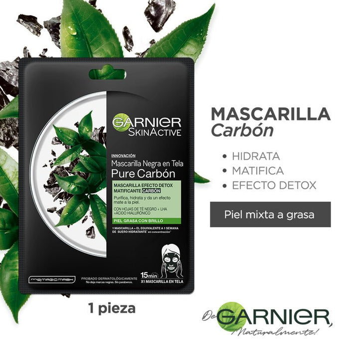 Garnier Skin Active Mascarilla Negra en Tela Carbón - Farmacias Arrocha