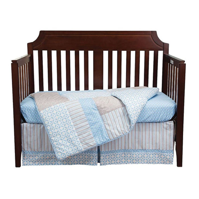 Logan 3 Piece Crib Bedding Set Blue Grey Withe - Farmacias Arrocha