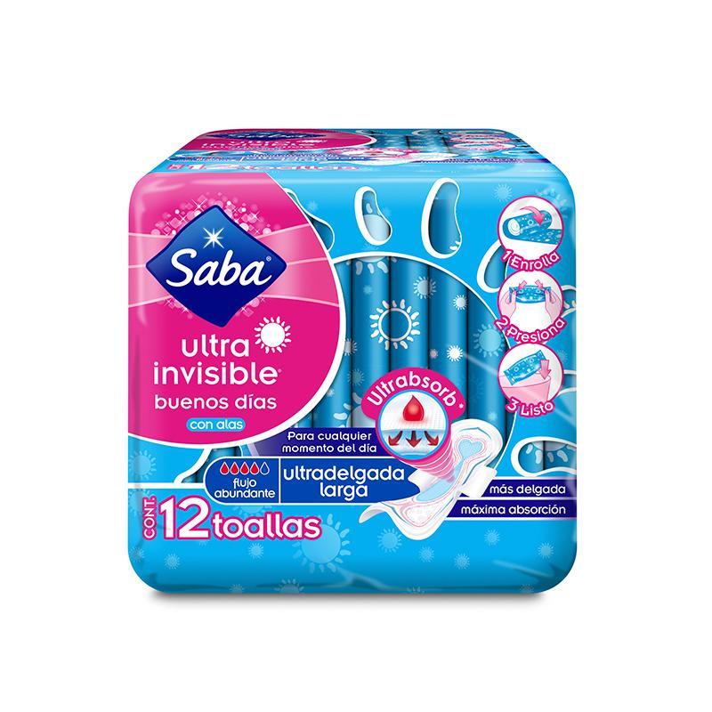 Saba Toalla Femenina Ultra Invisible Con Alas 12'S - Farmacias Arrocha