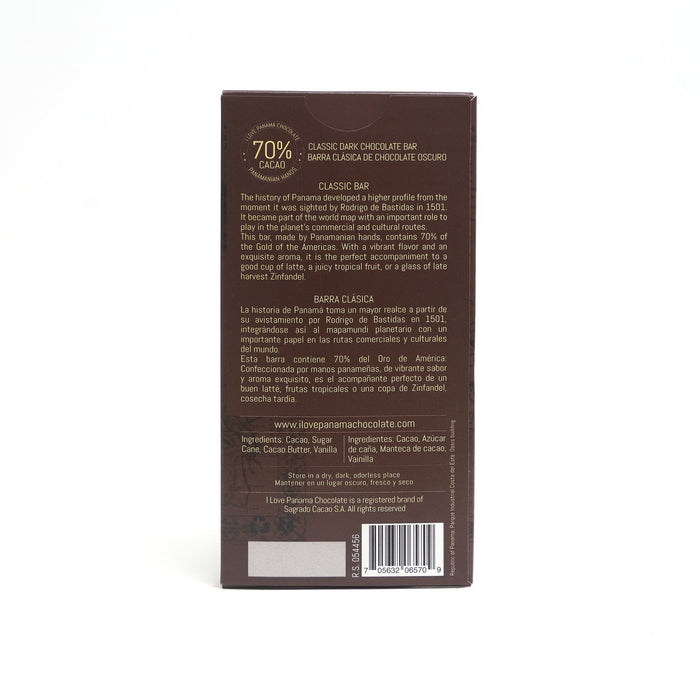 I Love Panama Chocolate CLÁSICO Chocolate Oscuro 70% 100g - Farmacias Arrocha