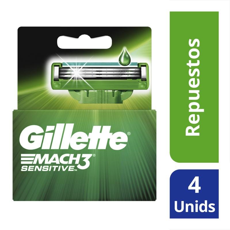 Gillette Mach 3 Sensitive Repuesto 4 Unid. - Farmacias Arrocha