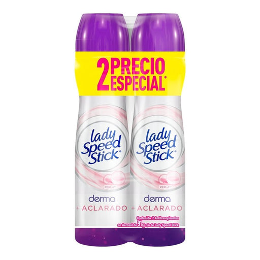 Desodorante Lady Speed Stick Derma + Aclarado Perla Aerosol 91 g 2 Pack - Farmacias Arrocha