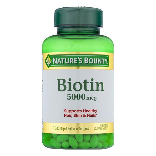 Nature's Bounty Biotina de 5,000 mcg Value Size de 150 softgels - Farmacias Arrocha