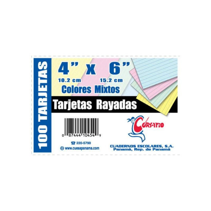 Corsario Tarjetas Rayadas Colores 4X6 (30) - Farmacias Arrocha