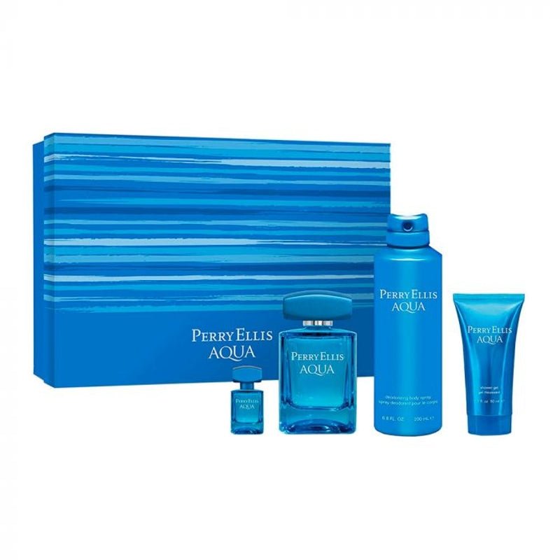 Perry Ellis Aqua For Men Edt Spr 100Ml+Sg 50Ml+Deo 200G+Mini 7.5Ml - Farmacias Arrocha