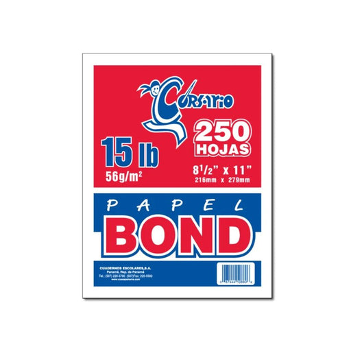 Corsario Papel Bond Blanco 15Lb 8.5X11 250H (20) - Farmacias Arrocha