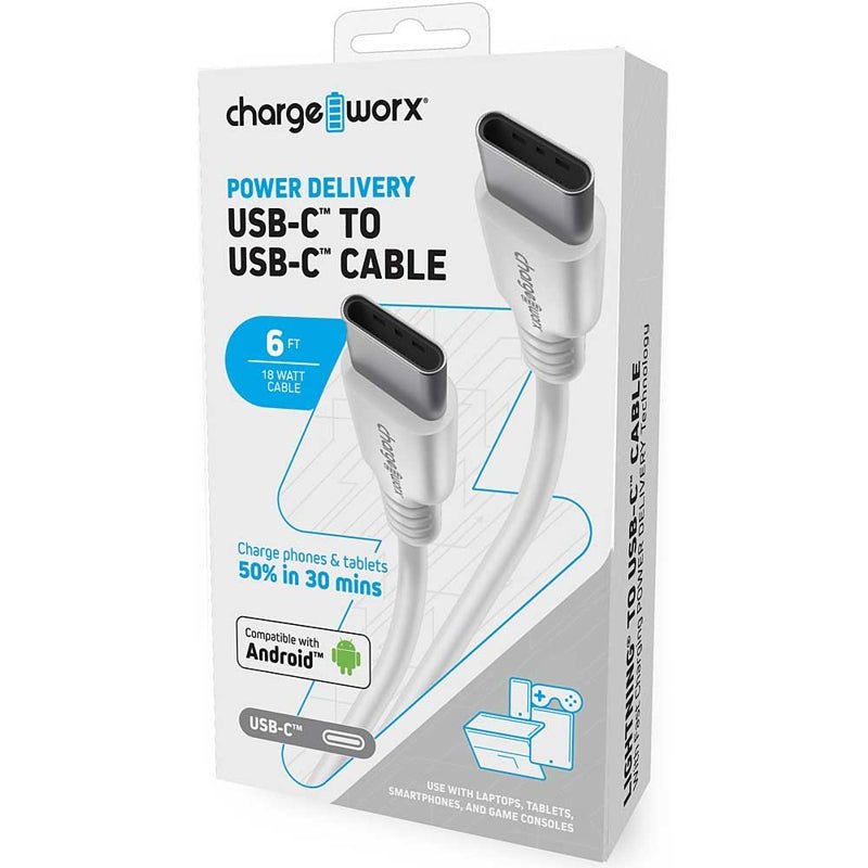 Chargeworx Cable USB Tipo C a C 6Ft - Farmacias Arrocha