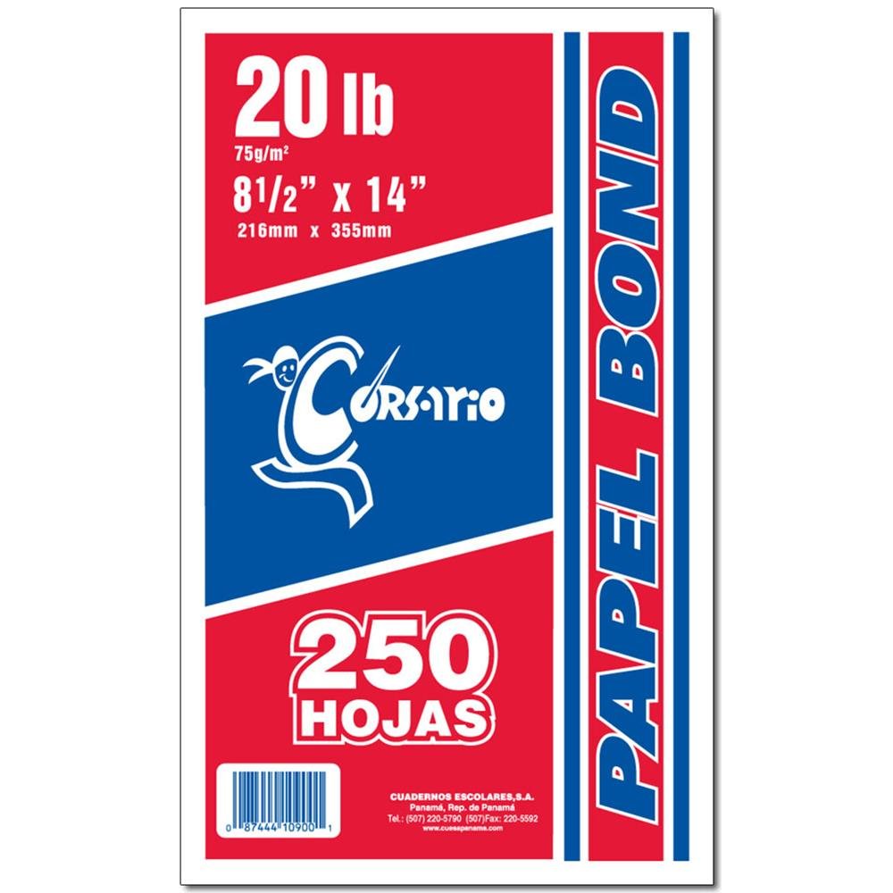 アルトモアX 9.4.ft ＃8 Corsario Papel Bond Blanco 8.5X13 20Lb 250H (20) - Farmacias Arrocha