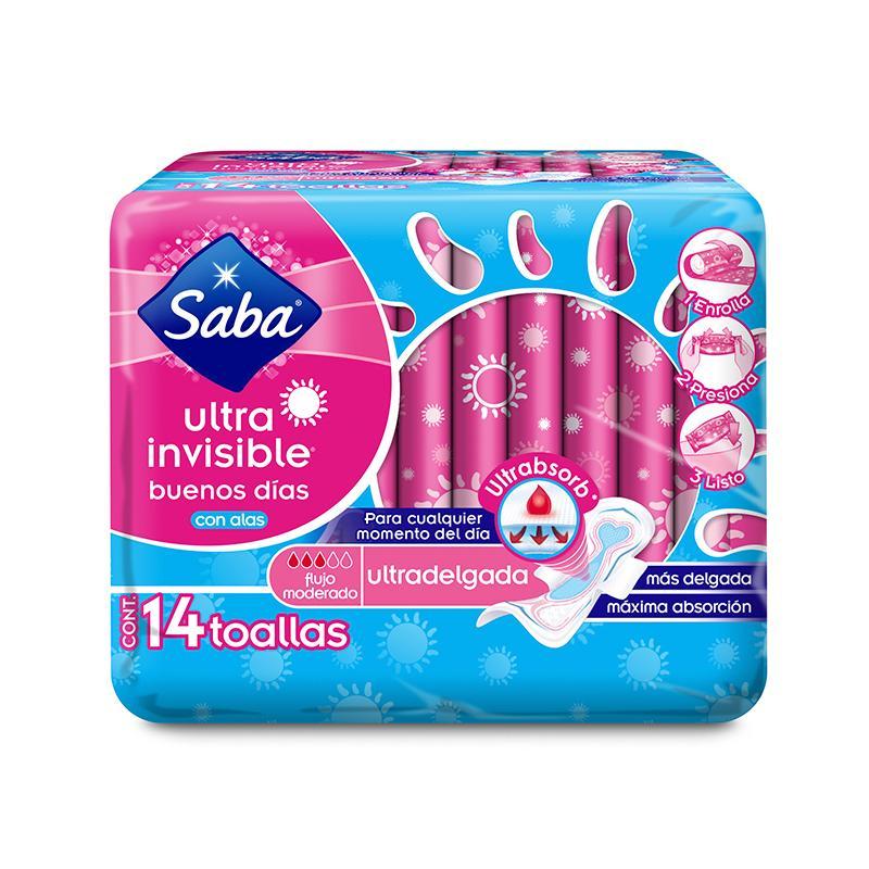 Saba Toalla Femenina Ultra Delgada Con Alas 14'S - Farmacias Arrocha