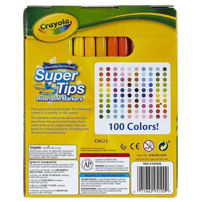 Crayola Mkr 100Ct Supertips Wh 6Pk - Farmacias Arrocha