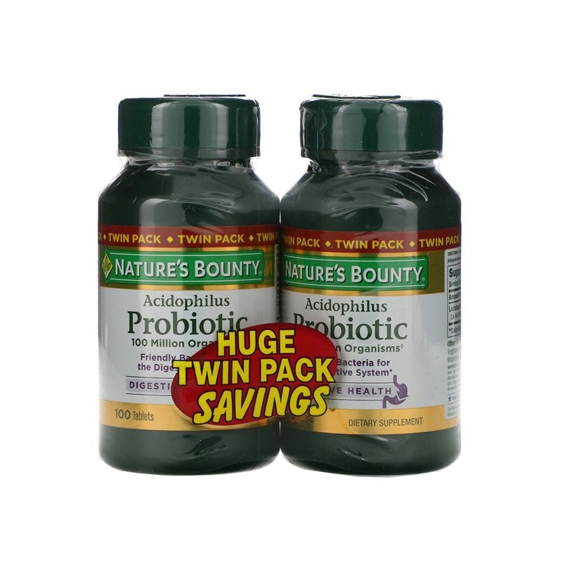 Nature's Bounty Acidophilus Probiótico Twin Pack 200Tabs - Farmacias Arrocha
