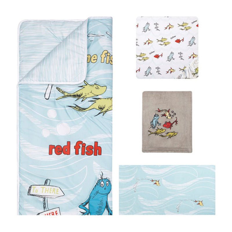 Dr. Seuss 1 Fish 2 Fish 4 Piece Crib Bedding Set - Farmacias Arrocha
