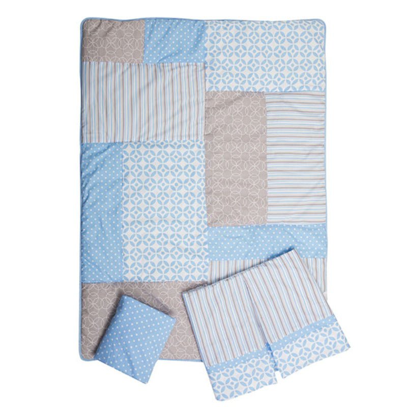 Logan 3 Piece Crib Bedding Set Blue Grey Withe - Farmacias Arrocha