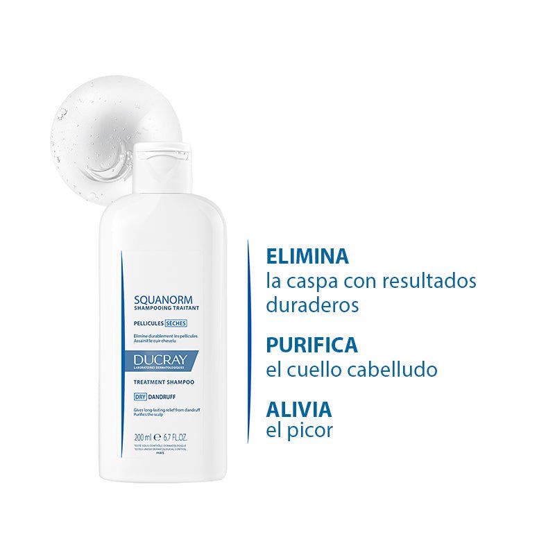 DUCRAY SQUANORM Shampoo Tratante Anti Caspa- Caspa Seca 200ml - Farmacias Arrocha