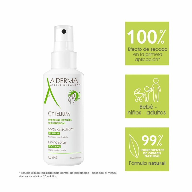 A-Derma Cytelium Spray 100Ml Spray Secante - Pieles Irritadas Exudativas - Farmacias Arrocha