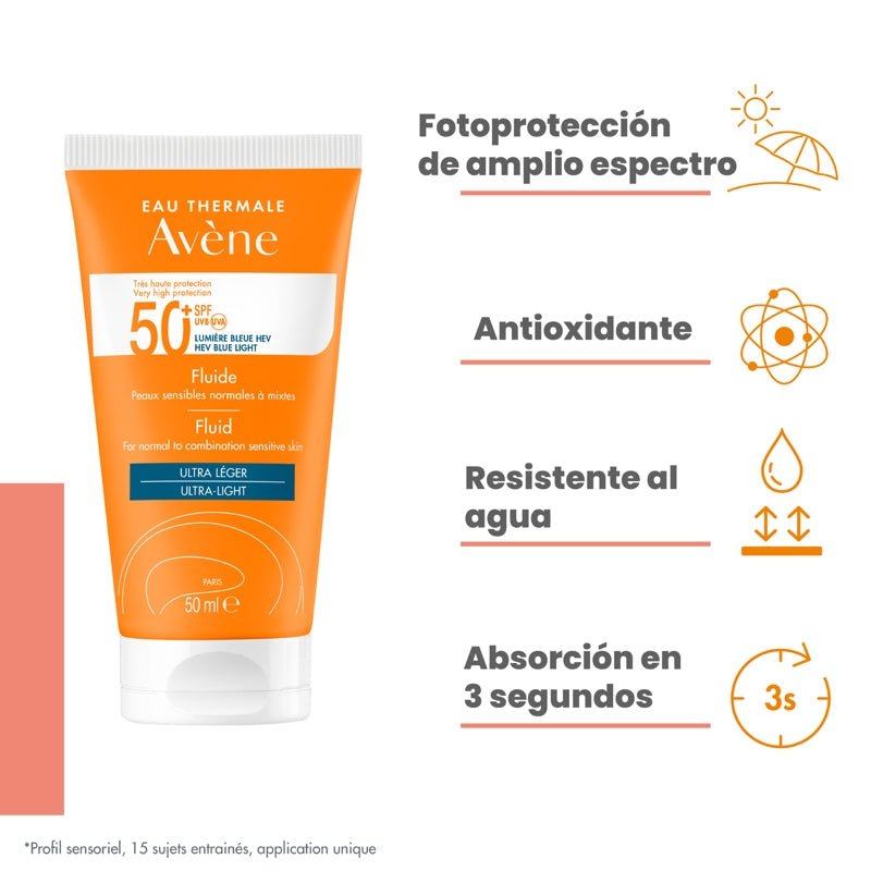 Avene Fluido Spf50+ Sin Color 50Ml - Farmacias Arrocha