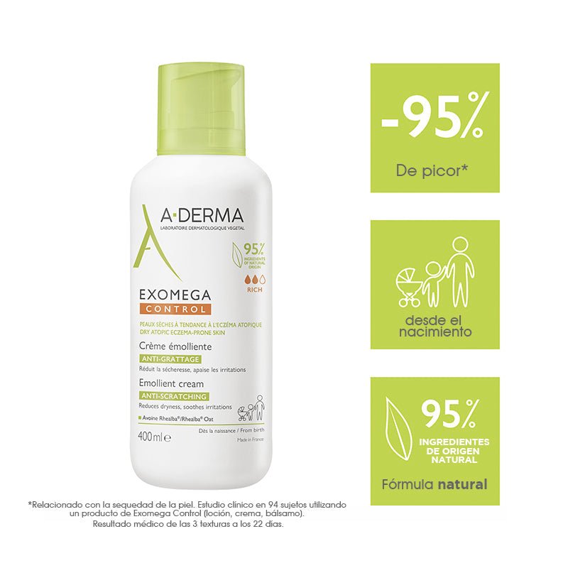 A-Derma Exomega Control 400Ml Crema Emoliente (Pieles Secas/Atópicas) - Farmacias Arrocha