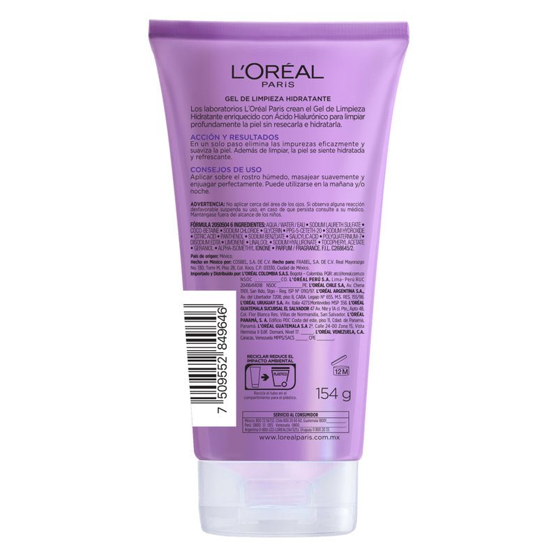 L'Oréal París Gel Limpiador Hidratante Ácido Hialurónico 150Ml - Farmacias Arrocha