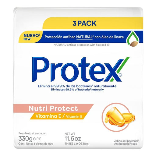 Jabón de Tocador Antibacterial Protex Nutri Protect Vitamina E 110 g 3 Pack - Farmacias Arrocha