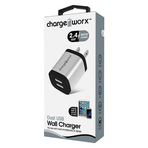 Chargeworx Dual Usb Wall Charger 2.4A Metal Silver - Farmacias Arrocha